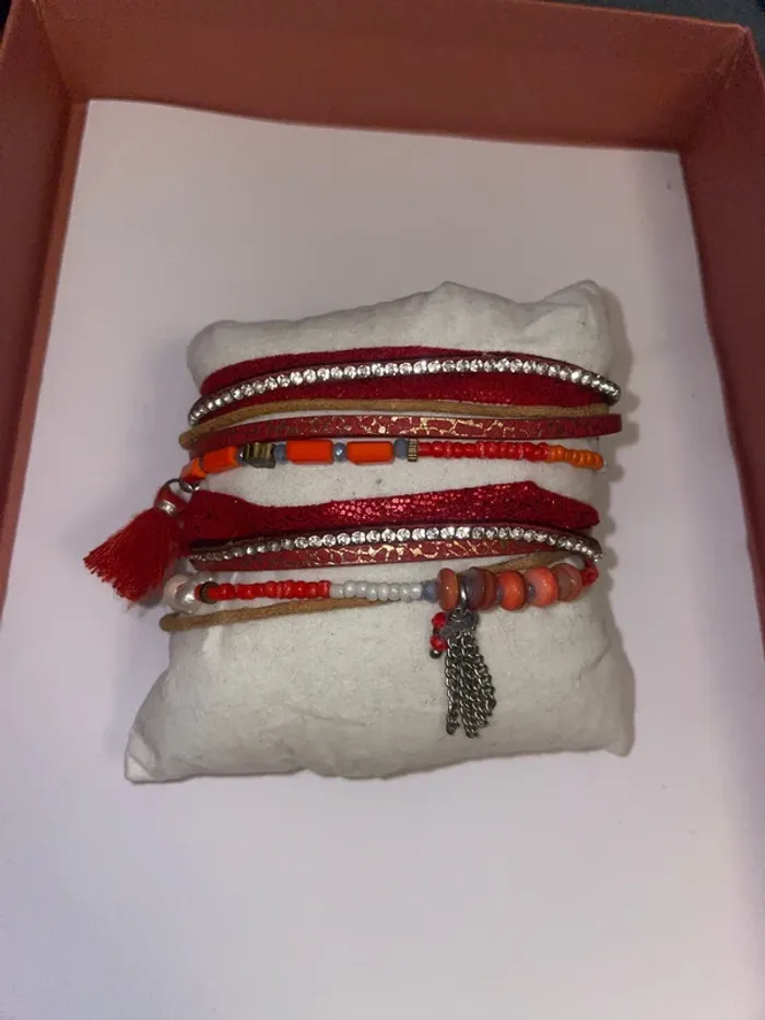 Bracelet double tour rouge