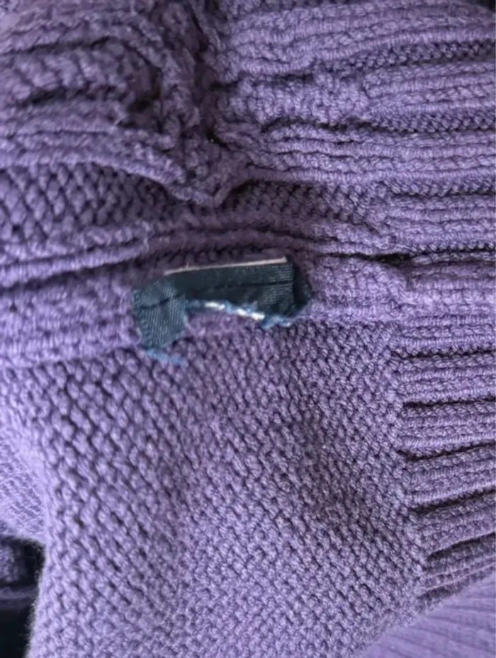 💜 Magnifique Pull col Bateau Tommy Hilfiger / violet Torsadé - T/S - photo numéro 7