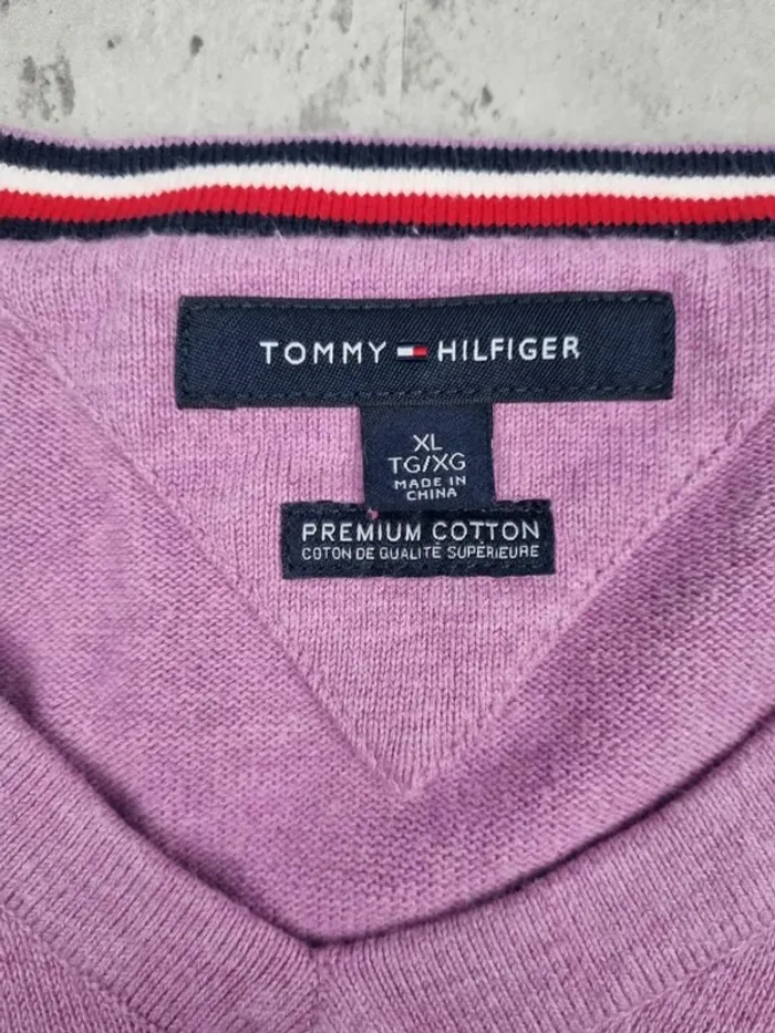 Pull col V Tommy Hilfiger mauve, XL Hommes - photo numéro 4