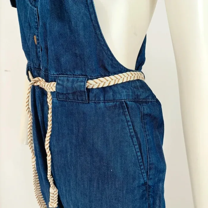 Salopette en jean bleu sans manches - ceinture corde - dos nu Taille M/L A396 - photo numéro 6