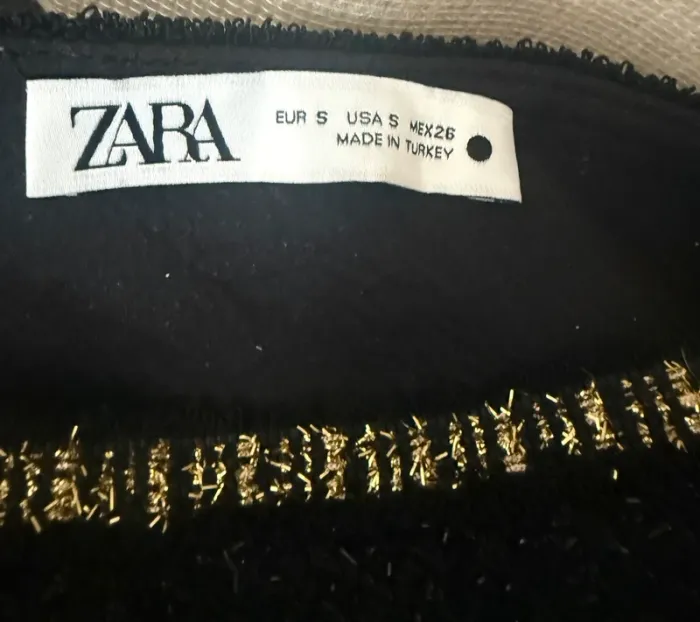 Robe courte asymétrique Zara noir et doré - Taille S - photo numéro 5