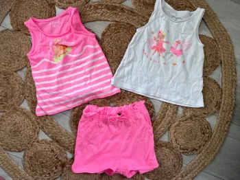 Ensemble débardeurs x2 + short 18 m fille