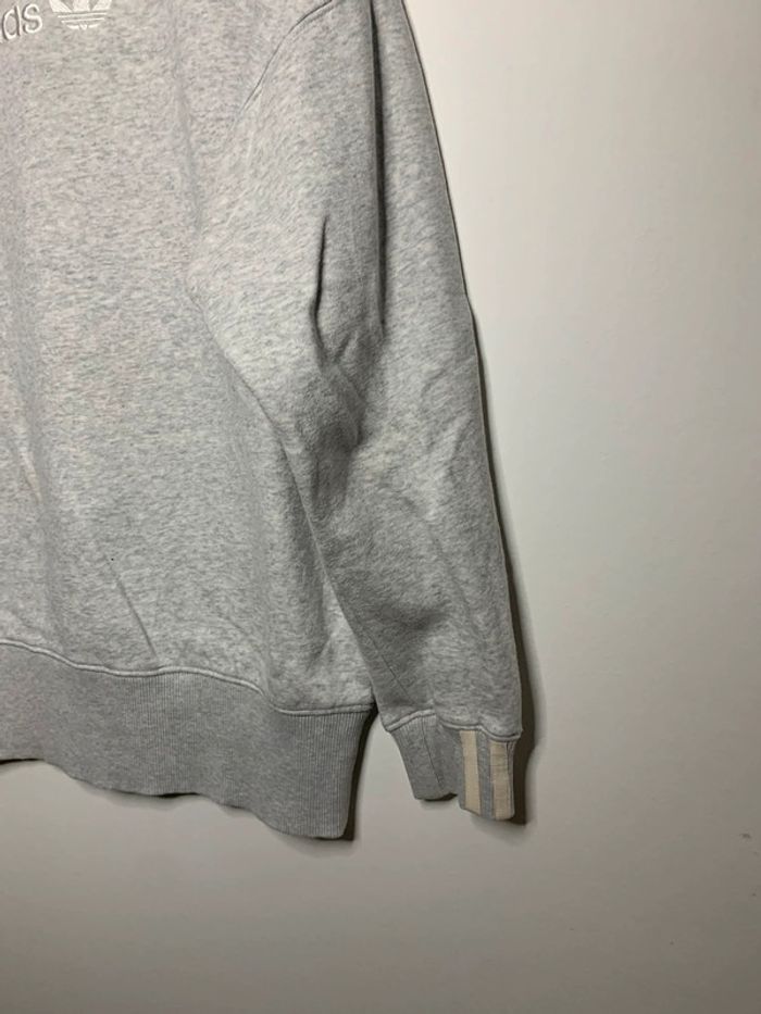 Crewneck pull Adidas gris logo brodé blanc style Oversize taille M - photo numéro 4