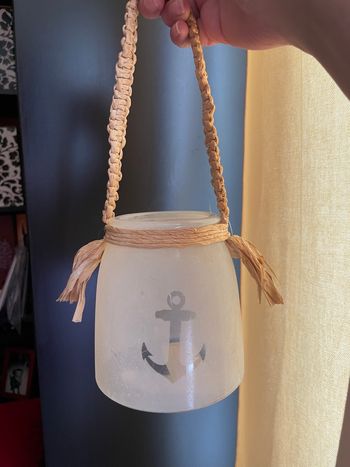Pot décoratif en verre avec ancre 