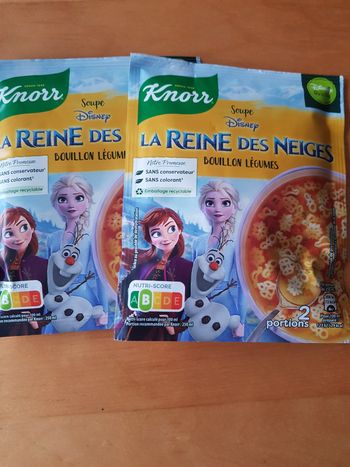 Lot 2 sachets soupe Reine des neiges 