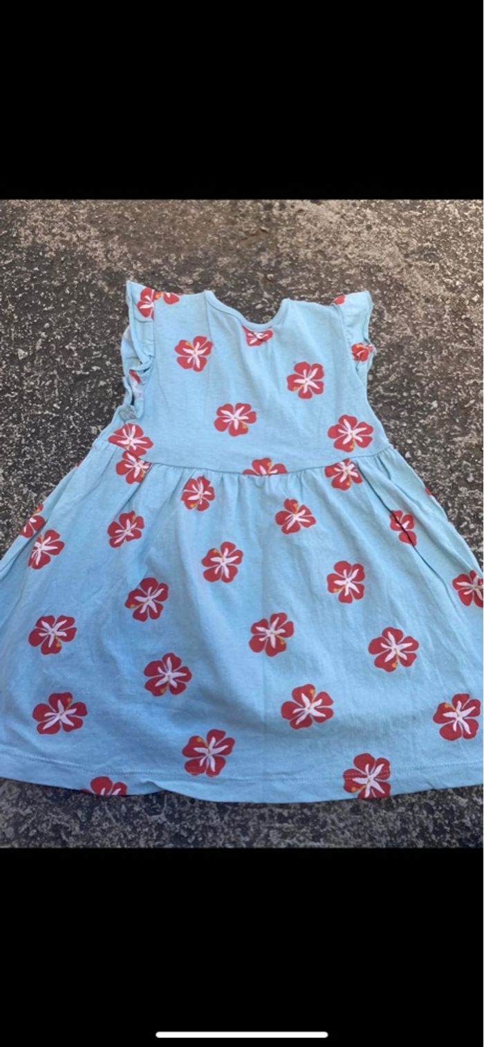 Robe été bleu à fleurs corail neuve - photo numéro 3