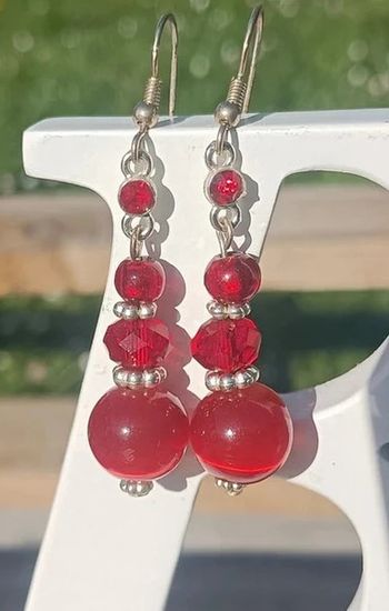 Boucles d'oreilles fantaisie rouge vintage