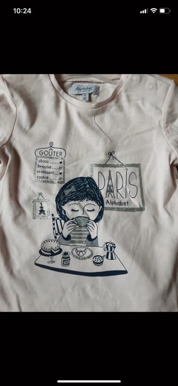 Tee shirt fille neuf 12 mois alphabet