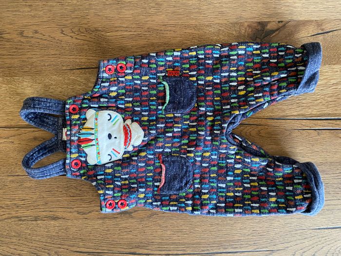 Salopette Tuc Tuc 3/6 mois – coton doux, imprimé coloré & ourson craquan