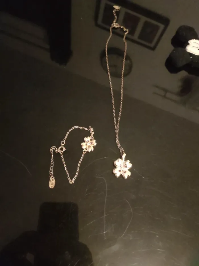 Parure collier bracelet trèfle 4 feuilles fantaisie - photo numéro 2
