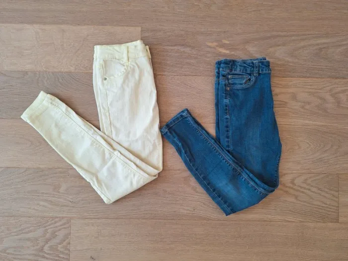 Lot 2 Jean Vertbaudet jaune et bleu enfant fille 10 ans