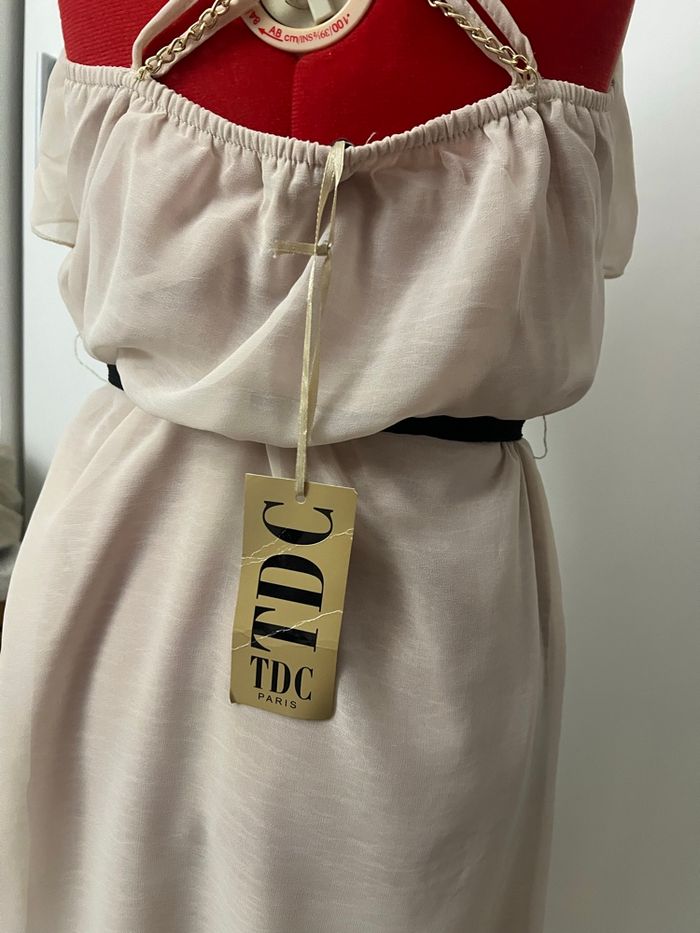 Robe à volants ceinturée beige TDC - photo numéro 4