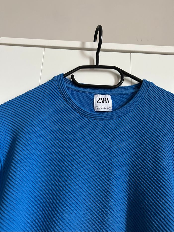 Pull bleu à détails Homme Zara Taille M - photo numéro 4