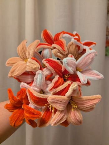 Lot de 15 lys rouges, saumon et blanc 