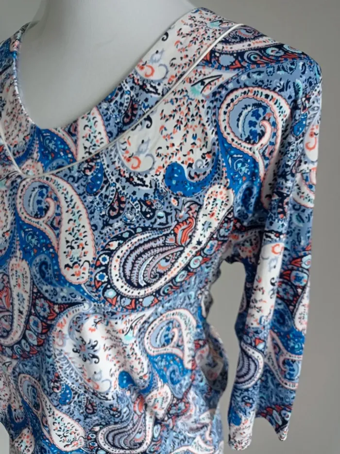 Robe bleue manches trois quart imprimé fantaisie T.M Quinze heures trente Paris - photo numéro 2