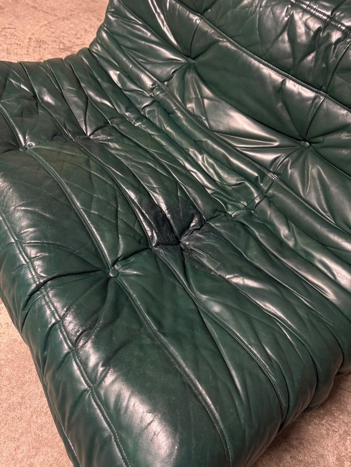 Canapé Togo 2 places Cuir vert – Ligne Roset 1990 - photo numéro 7