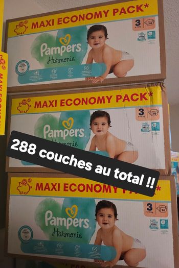 Lot de 3 packs de couches pampers harmonie taille 3