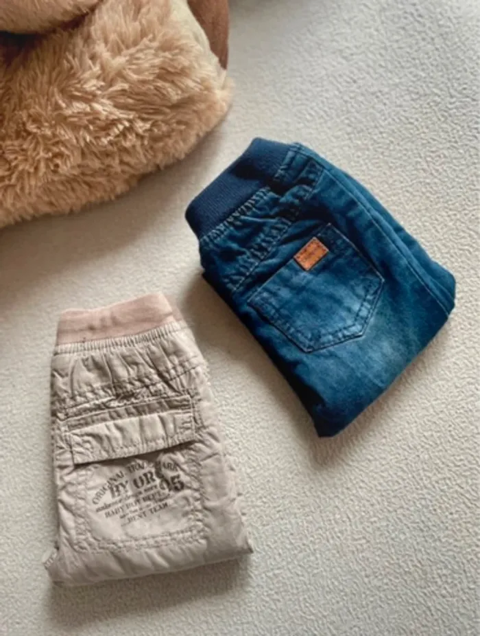 Lot 2 pantalons - bébé - hiver - 6 mois