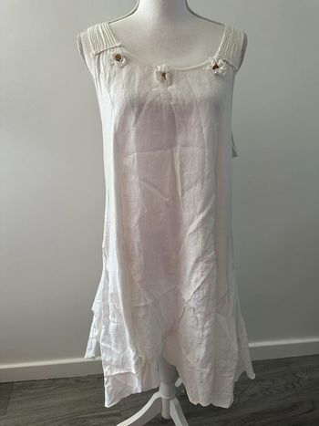 Robe blanche coton et lin T44 XXL