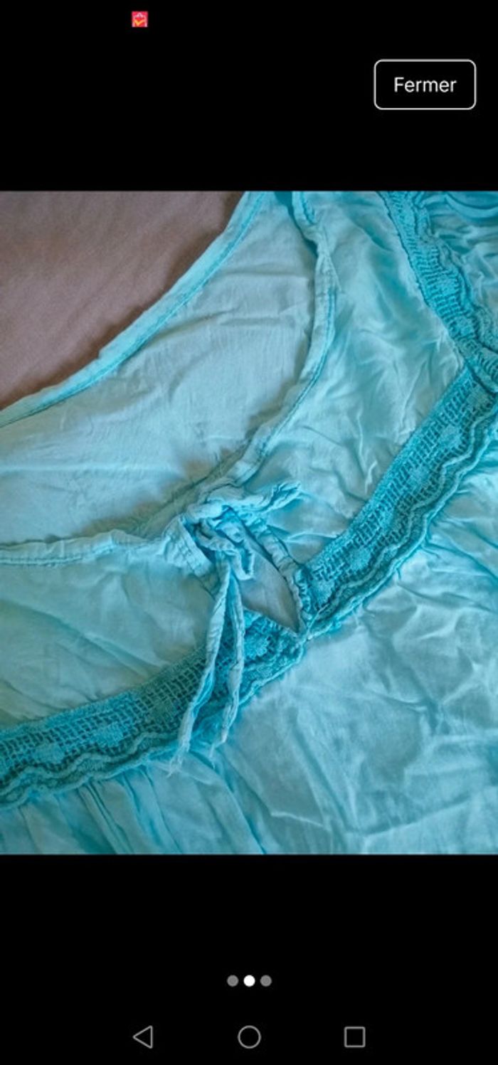 Tshirt (tunique) mi manche bleu - photo numéro 2