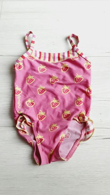 Vêtement bébé fille maillot de bain une pièce rose motifs fraises Nabaiji 2 ans 24 mois