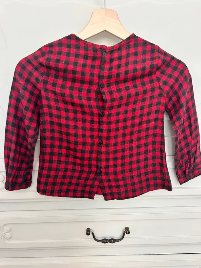 Superbe petit haut, blouse à carreau rouge et noir taille 6 ans - photo numéro 5