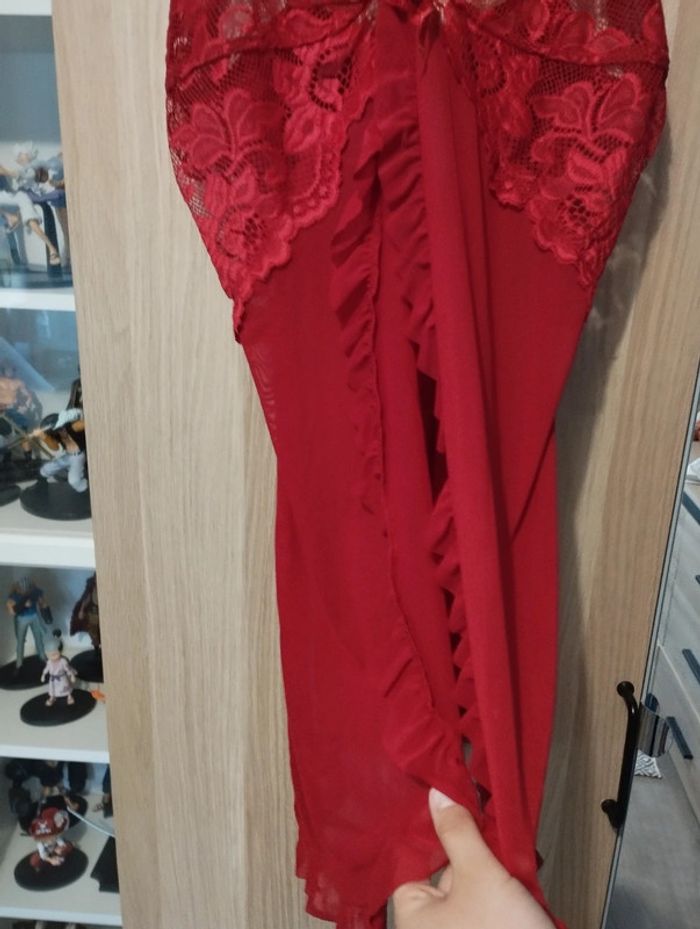Ensemble nuisette + culotte rouge dentelle neuf - Taille XL 42 - photo numéro 8