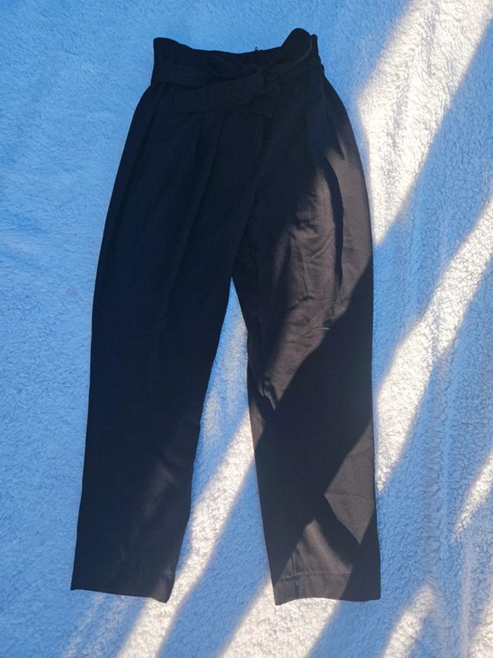 Pantalon Fluide paperbag Noir - photo numéro 5