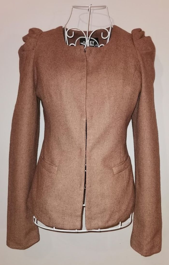 Veste Courte Chic Camel Épaules Structurées – Tissu Texturé/Tweed - photo numéro 3