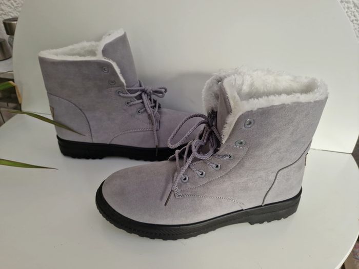 Bottines Grises Fourrure Blanche - photo numéro 4