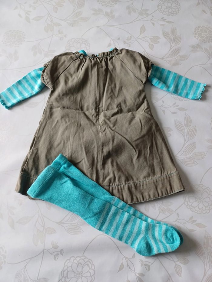 Ensemble 0/3 mois robe/tshirt/collants - photo numéro 3