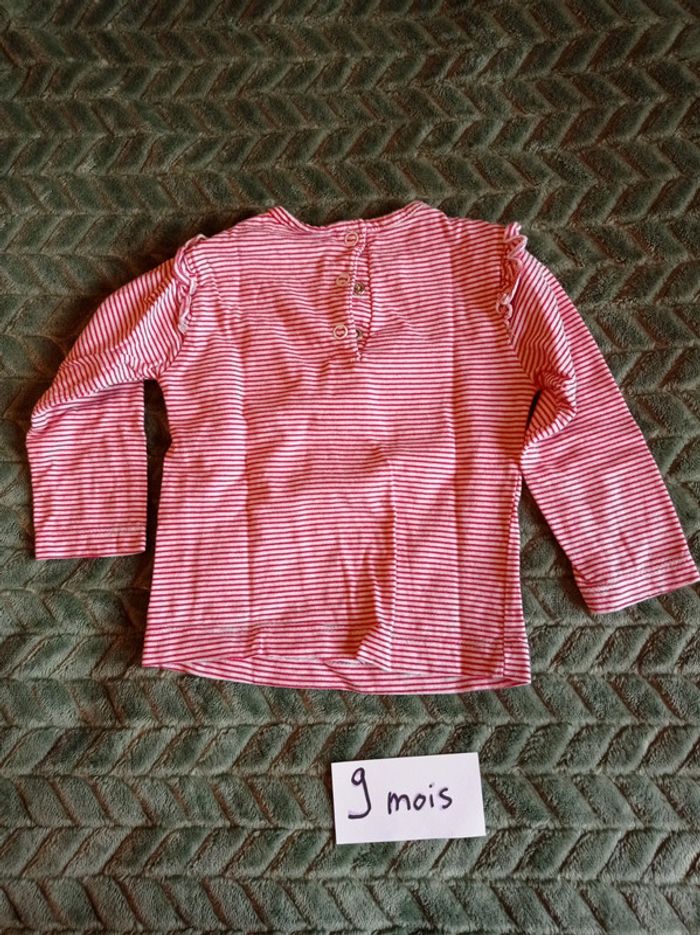 T-shirt rayé ML 9 mois - photo numéro 2