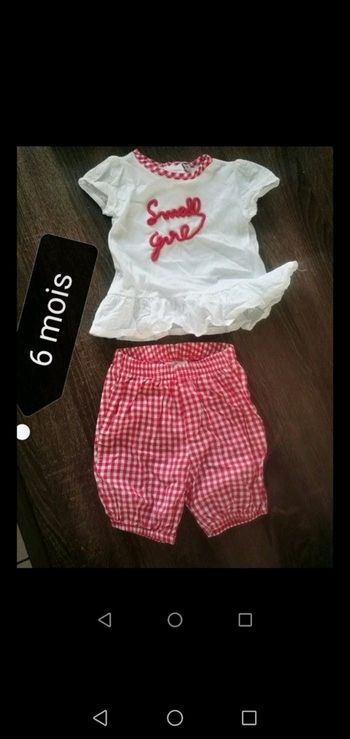 Ensemble short à carreaux et tee shirt manches courtes 6 mois
