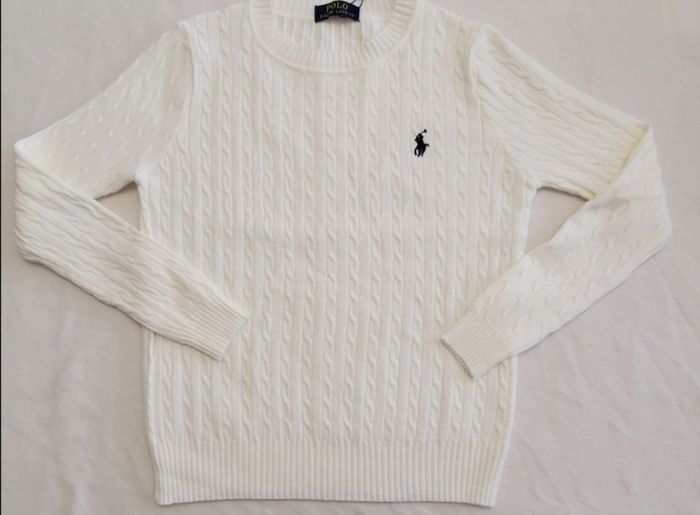 Pull torsadé Polo Ralph Lauren blanc taille XS - photo numéro 4