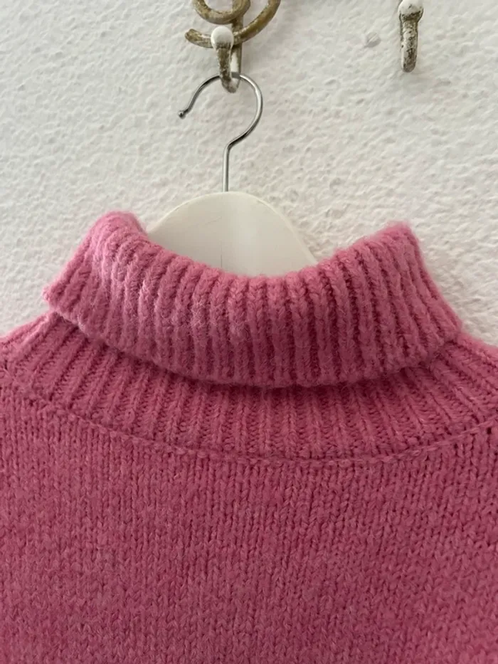 Pull col roulé rose - photo numéro 3