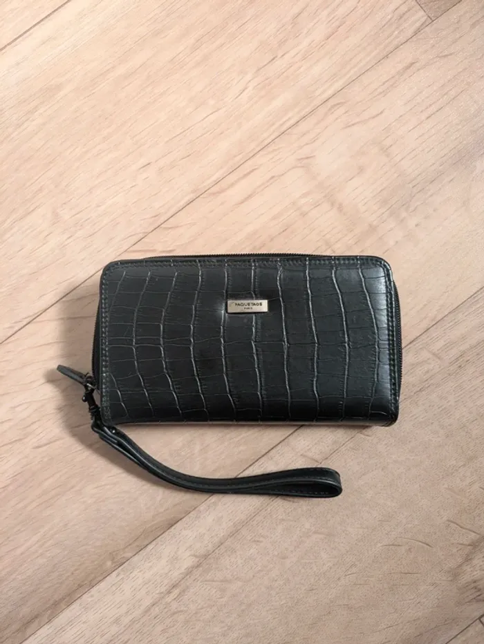 Portefeuille simili cuir Noir effet croco