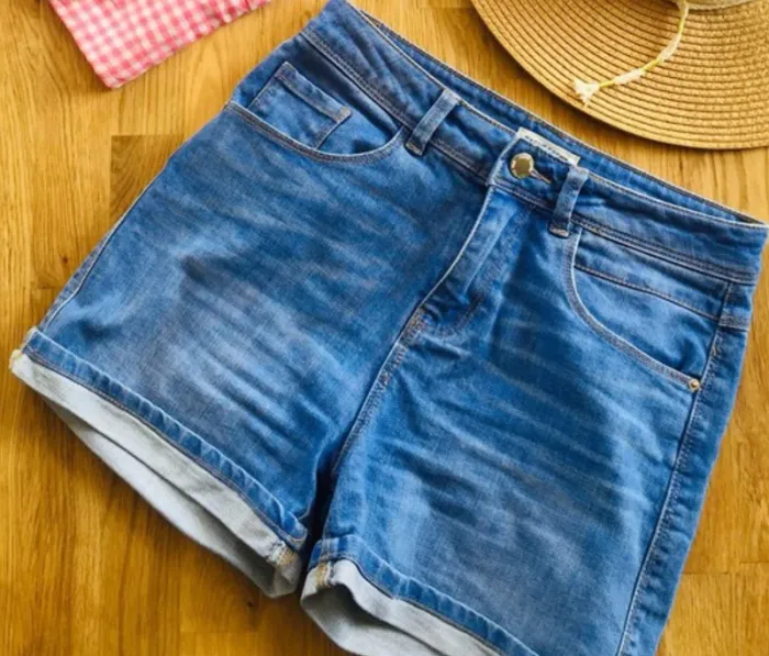 short en jean court taille haute