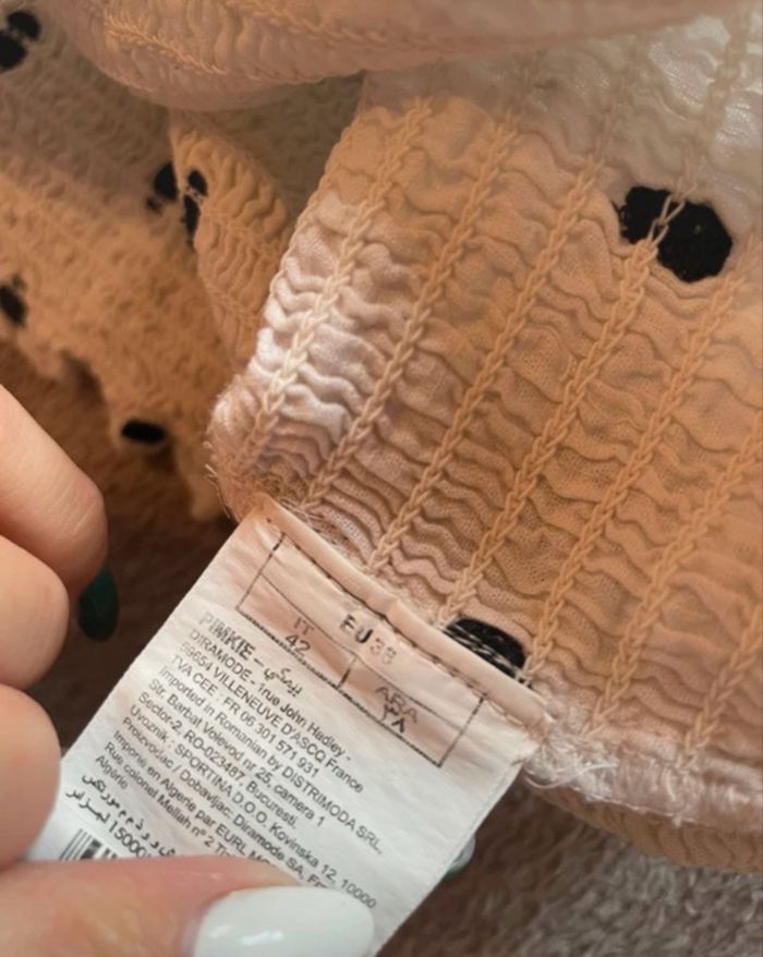 top court blanc à pois PIMKIE - taille M, fines bretelles & look chic - photo numéro 2