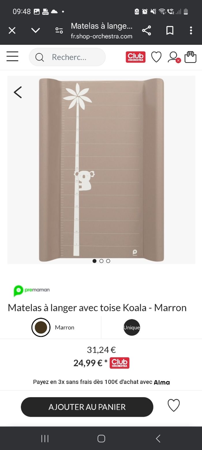 Matlas à langer neuf + housse neuf