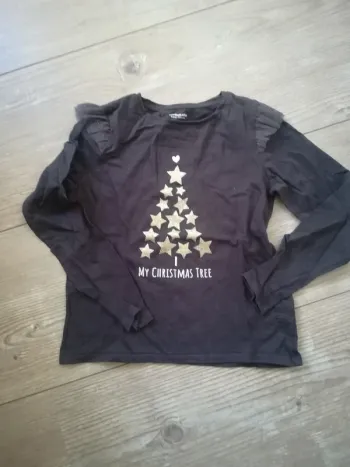 T shirt manche longue Noël fille vertbaudet