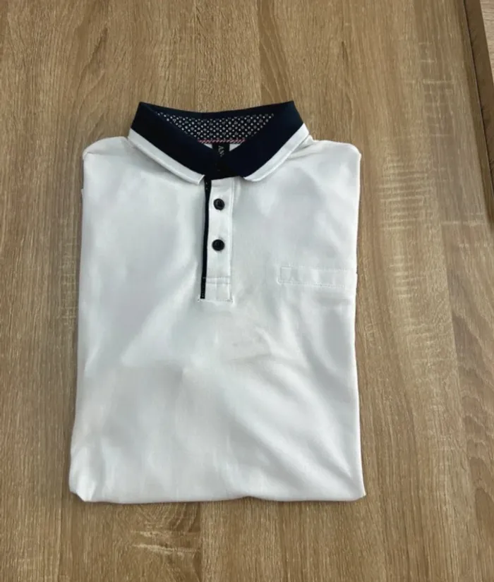 Polo homme taille L neuf blanc et marine tshrit homme polo homme 40