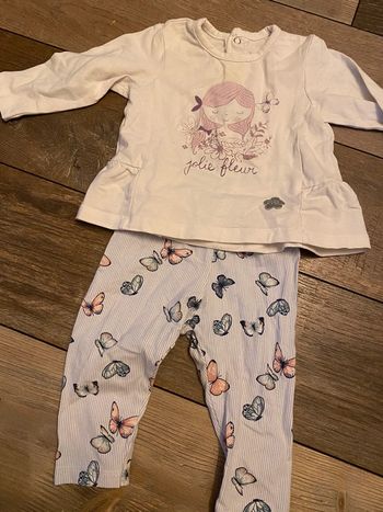 Ensemble fille papillons 6 mois violet