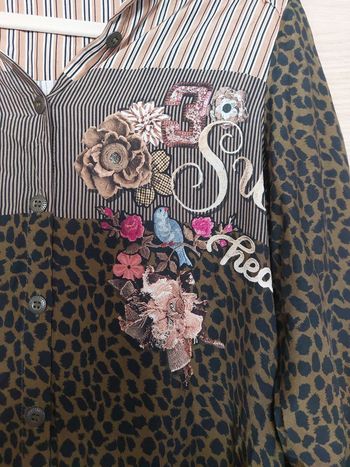 Robe à rayures leopard imprimé verte marron
