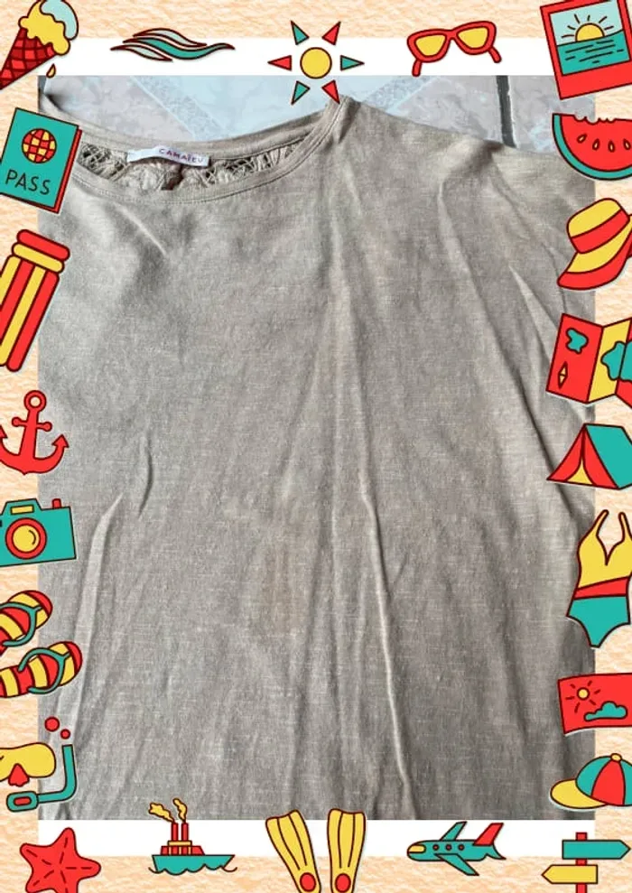 T shirt beige Camaïeu - photo numéro 3