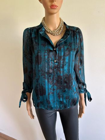 Blouse noire et turquoise à manches longues LolaLiza taille 34 TBE