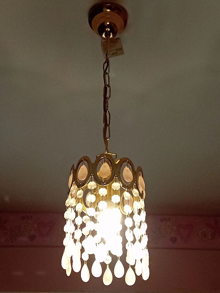 Lustre verre et métal doré