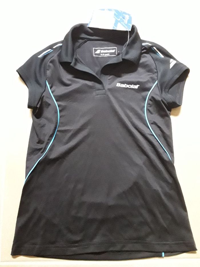 Polo de tennis noir MC fille 8 ans BABOLAT neuf