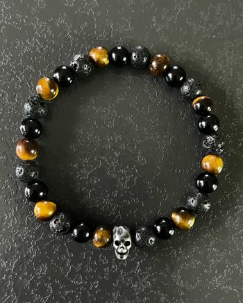 Bracelet perles pierre naturelle Yellow Skull