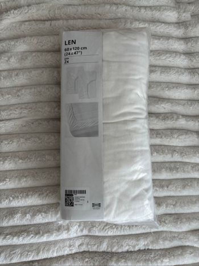 Lot 2 Drap housse blanc 120x60 IKEA