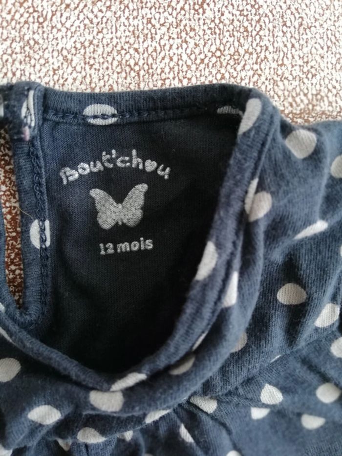Tee shirt gris à pois manches longues 12 mois boutchou - photo numéro 2